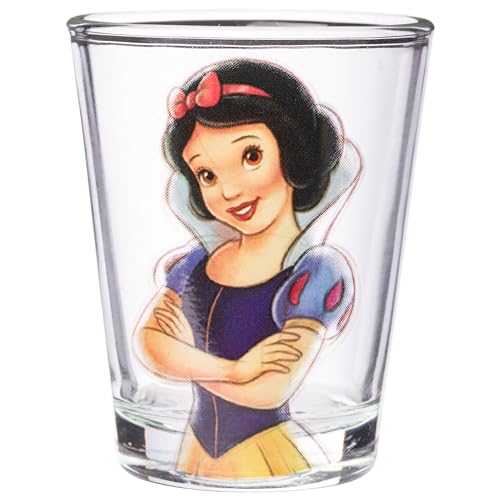 Image of Silver Buffalo Disney Princess Vintage Sketch Featuring Cinderella, Tiana, Snow White, and Jasmine 4 Pack Mini Glasses, 1.5 Ounces