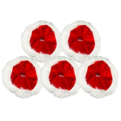 Lurrose 5 pieces Christmas hair rubber sequins hair rope rubber bands bobbles Christmas hair bands hair rubber hair bands ponytail holder for women girls (silver)