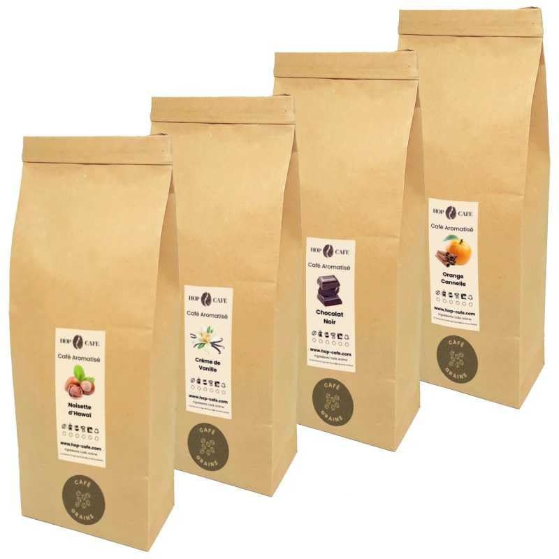 HOP CAFE Pack Découverte Grains Aromatisé • 4x250g