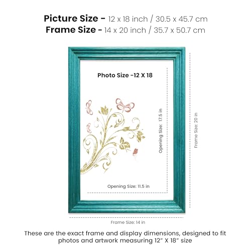 Image of Rectangular Handcrafted Blue Wooden Photo Frame, 12 X 18 Inch Display For Artworks, And Photos Of Your Loved Ones, Large Picture Frame, Best For Home, Office, Wall Decor, (Blue Wave)