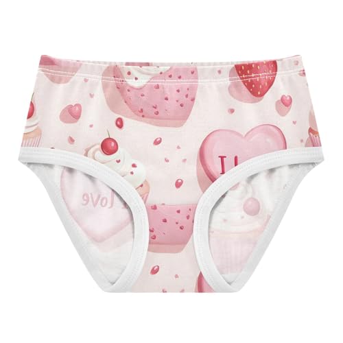 Toddler Briefs, Cute Cakes Cupcakes Strawberries Cotton Girls Underwear, 2T–8 Years