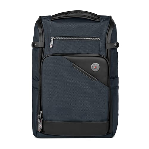 Image of SWISS MILITARY Aspen Laptop Backpack 15.6 Inch with USB Charging Port, Quick Access Pockets, iPad Compartment, Mesh Bottle Holders, 16L Compact Travel Office College Bag for Men Women