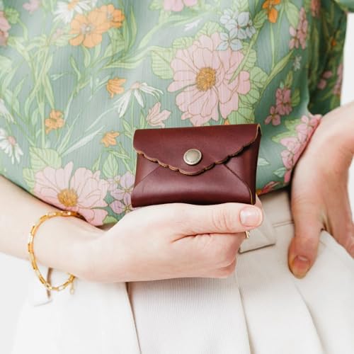 Image of Portland Leather Goods Mini Daisy Wallet for Women - Handmade from the Finest Full-Grain Hides - Features Envelope Design with Snap Closure - Cognac