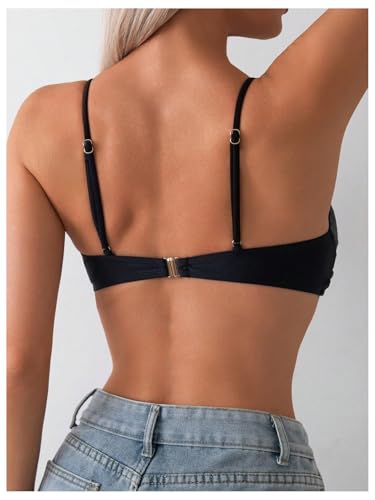 SOLY HUX Women's Twist Front Bikini Top V Neck Spaghetti Strap Swim Tops Bathing Suit3