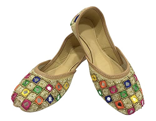 Juttis for Girls Toddler/Little Kid/Big Kid Ballerina Flat Slip on Formal Party Shoes Juti Girls Beaded Mojari Punjabi Jutti2