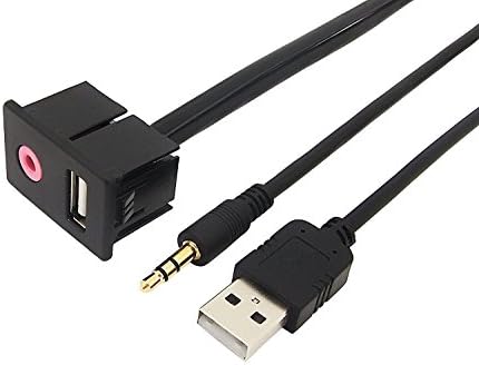 Universal 3.5mm Jack with USB AUX Panel Flush Mount Cable 1.5M, Autos 3.5mm USB Socket for Volkswagen Toyota