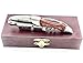 Wood Handle Wine Bottle Corkscrew Opener In A Wooden Box. Heavy Duty Sommelier Corkscrew Stainless Steel With Rosewood & Foil Cutter. An Elegant Gift For Wine Lovers & Waiters. (Brown, Rosewood)