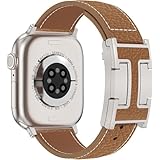 2025革新デザイン For Apple Watch バンド 本革 レディース H型バックル Apple Watch Ultra3/Ultra2, Series11/10/9/8/7/6/5/4/3/2/1/SE レザー交換ベルト 可愛い オシャレ アップルウォッチ バンド 女性向け iWatch 38mm 40mm 41mm 42mm 44mm 45mm 46mm 49mmに対応(ブラウン, 38/40/41/42mm(Series11 10の42mm))