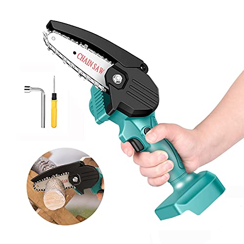 Luvski 電動チェーンソー 小型チェンソー 4インチチェーンソー コードレス 片手 軽量 木材の伐採 枝打ち 剪定 丸太の切断 園芸設備 日本語取扱説明書付き【本体のみ】 1枚目