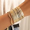 KISS WIFE Golden Bangles for Women, Adjustable Bangle Bracelets, Multi Layer Open Stackable Cuff Bracelet Set, Fashion Accessories Jewelry Gifts for Women #1