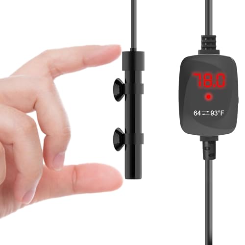 VCRAZE Mini Aquarium Heater 25W Super Small Fish Tank Heater with Digital Display Thermostat, Alumina Ceramic Betta Tank Heater Turtle Heater for 3-5 Gallon Tanks