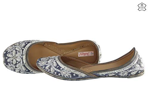 Image of Fulkari Women's Murraya Genuine Soft Leather Juttis | Bite and Pinch Free Jutis | Punjabi Jutti For Ladies | Bridal Ethnic Stylish Mojari Flats For Girls |
