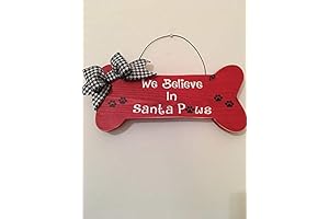 Bone Shaped We Believe In Santa Paws Christmas Dog Wall Door Sign Plaque