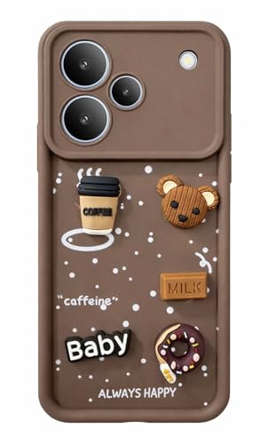 Image of Bintage Ball Bear| Donut| Milk Cake| Baby| Coffee Rubber Case Full Body & Camera Protection Back Cover Compatible for Realme P4 Pro 5G (6.8 Inch) - Brown