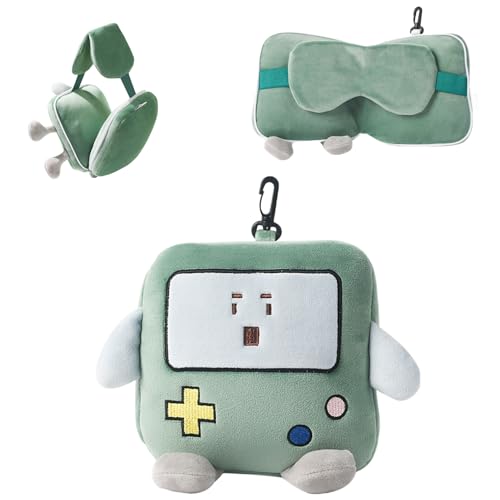 Cartoon Game Console Pillow Eye Mask 2 in 1 for Travel - Comfortable Travel Pillow and Sleep Mask Combo, Portable Airplane Pillow for Long Flight