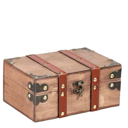 IKFGTJRE Cofre del Tesoro Cofre del tesoro de madera for guardar joyas, cosméticos, baúl decorativo, organizador duradero(Style 01)