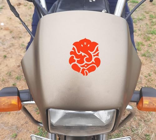 Image of God Ganesha Sticker for Bike and Car Reflective Vinyl and Waterproof, Pack of 2 (Red) Size (6.6cmx5.5cm)