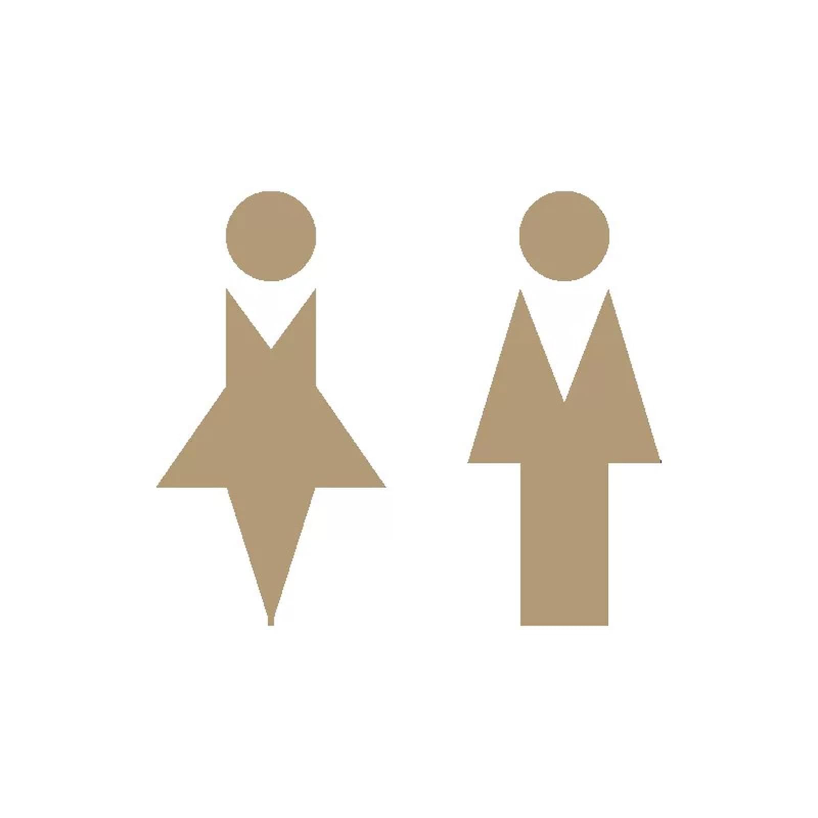 Men and Women Restroom Sign (Aluminum Set of 2) - Modern Bathroom Sign for Business(Bronze)