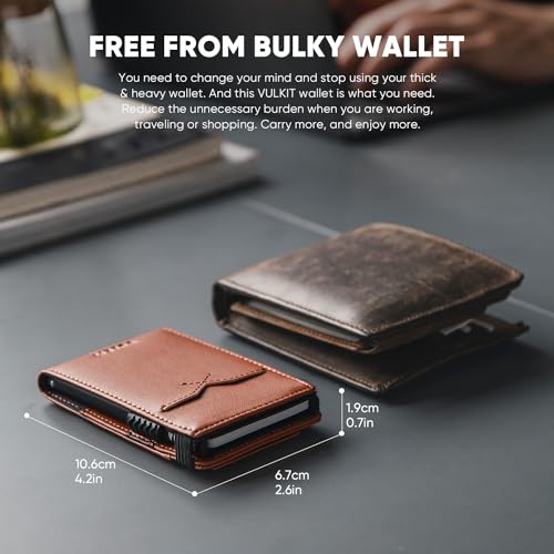 VULKIT Minimalist Wallet with Money Band RFID Wallet for Mens Pop Up Wallet Leather Wallet with ID Window & Elastic Band Closure4