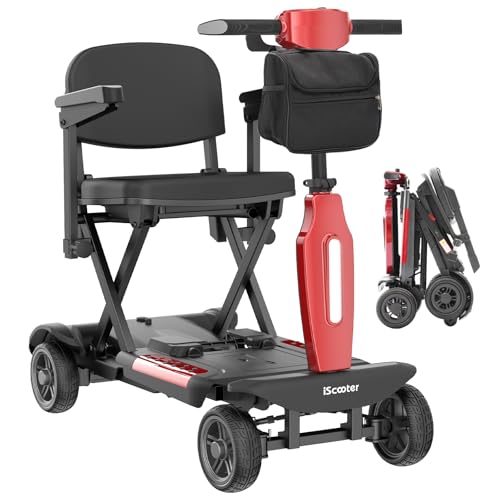 iScooter X11 Folding Mobility Scooter 30KM Range 0-7KM/H Speed Modes Mobility Scooters 24V 15.6Ah Removable Battery 250W Motor Removable Canvas Bag Lightweight Compact Travel Scooter for Senior