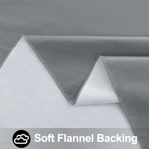 Image of Smiry Rectangle Table Cloth 60x140 Inch, Waterproof Wipeable Vinyl Tablecloths Protector, Oil Spill Proof Plastic Table Cover for Dining, Picnic, Camping, Outdoor, Grey