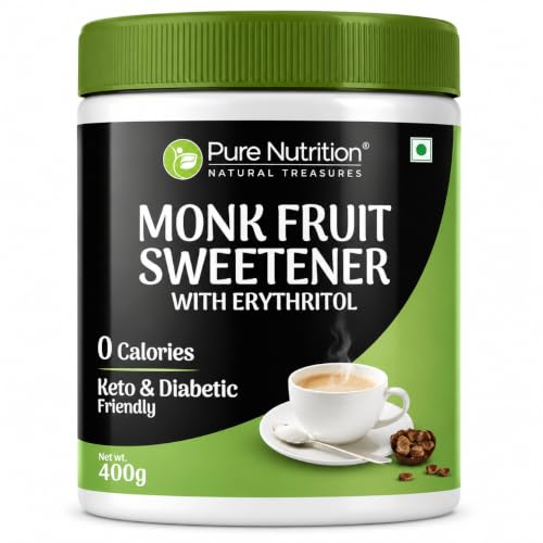 Image of Pure Nutrition Monk Fruit Powder with Erythritol 400g | MonkFruit Powder Complex I Sugar Replacer I MonkFruit Sugar Extract For Cooking & Baking | Keto & Diabetic Friendly | Natural Sugar Alternative for Baking & Drinks