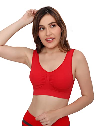 Image of Plumbury Women's Nylon Lightly Padded Wire Free Sports Bra