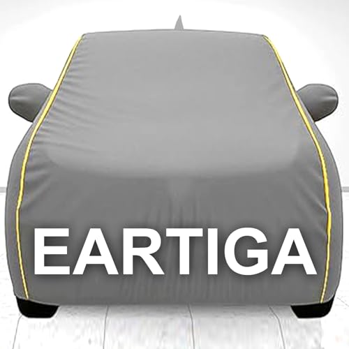 Image of Car Cover for Maruti Ertiga All Model & Years (2012-2024) 100% Waterproof with Mirror Pockets, Triple Stitched Bottom Elastic Dustproof Full Body Protection Heat & UV Resistant- Grey