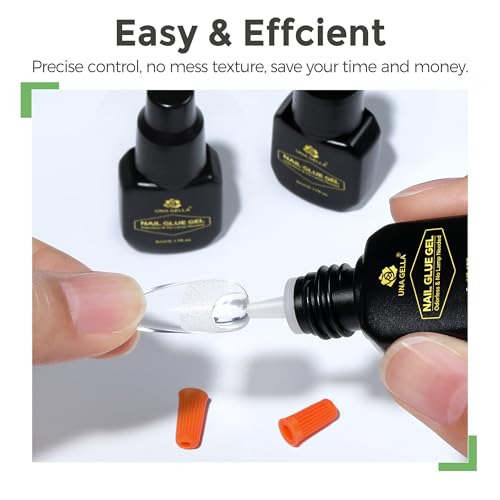 Image of UNA GELLA Gel Nail Glue for Press Ons: 10s Fast Dry No U V Lamp Needed Glue Gel, 3pcs*5ml Upgrade Super Strong Nail Adhesive for Press on Nails, Nail Tips&Acrylic Nails-Maximum Strength, Long-lasting