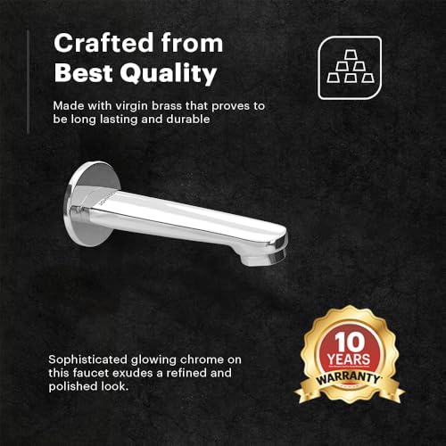Image of Coral Brass Bath Tub Spout with Wall Flange for Bathtubs | Faucet for Bathtubs | Wall Mount | Tap with 1 Wall Flange| Chrome Plated| Modern Design| 10 Years Warranty