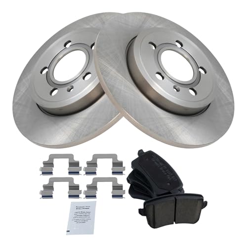 Image of TRQ Rear Brake Pad and Rotor Set Ceramic Compatible with 2009 Audi A4 A4 Quattro