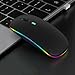 Guiheng Wireless Bluetooth Mouse,LED Dual Mode Rechargeable Silent Slim Laptop Mouse,Portable(BT5.2+USB Receiver) Dual Mode Computer Mice,for Laptop,Desktop Computer,ipad Tablet,Phone,TV (Black)