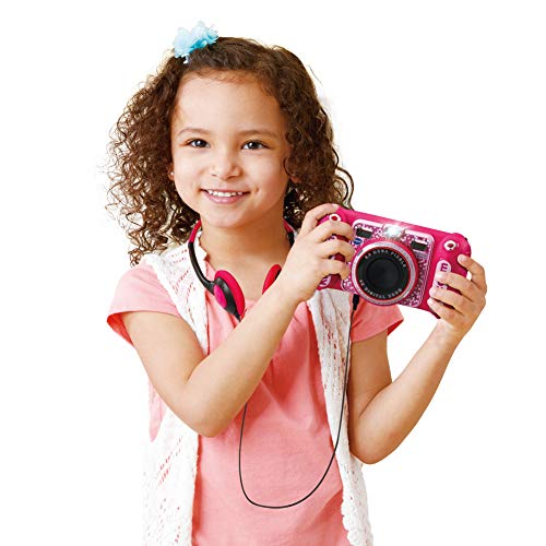 VTech - KidiZoom Duo DX Rose, Appareil Photo Numérique Enfant 10 en 1, Photo, Selfie, Vidéo, Écran Couleur, Lecteur MP3, Casque Audio, Cadeau Enfant de 3 Ans à 12 Ans - Contenu en Français