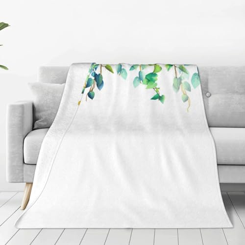 Couverture polaire légère verte tropicale pour lit et canapé