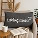 KAMACA Lieblingsmensch Kissen 30x50 cm Flauschig gefülltes Kuschelkissen grau mit Aufschrift und Reißverschluss Geschenk für Partner, Freundin, Kollegen oder Familie Bezug aus 100% Baumwolle (GRAU)