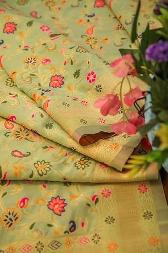 Image of DEVANGI Women's Woven Banarasi Silk Dupatta /Chunni For Women, Floral Print 1 Meter Wide and 2.3 Meter Length Printed Designer Dupatta /Chunni For Girls