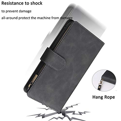 Étui portefeuille iPhone 6 QLTYPRI housse clapet noir avec support