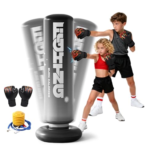 Flintronic Saco De Boxeo Niños, 47'' (120cm) Bolsa de Boxeo Inflable de Pie con Guantes, Hinchable Set de Boxeo para Karate Kickboxing MMA, Regalo Ideal para Niños y Niñas de 3-10 años - imagen 8