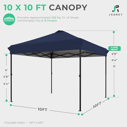 Image of JEAREY 10x10 Pop Up Canopy Tent, Easy Up Outdoor Market Canopy, Navy-Blue