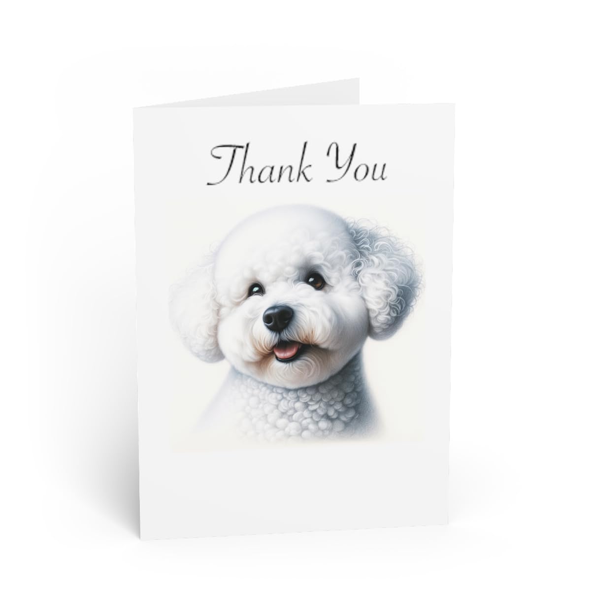 DistinctInk Greeting Card/Note Card -Bichon Frise Colored Pencil Drawing Birthday - PACK of 10