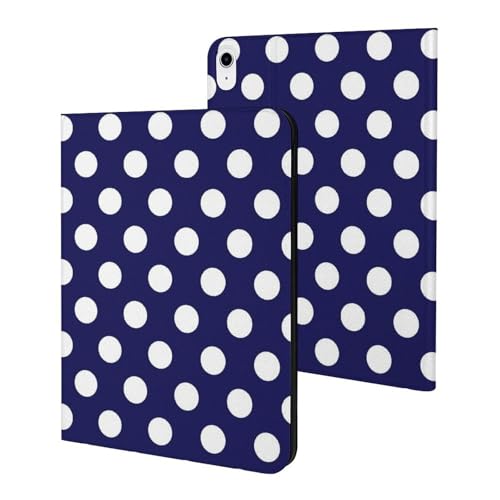 Housse iPad 10e génération 10,9 pouces 2022 et iPad 11" 2025 bleu marine à pois