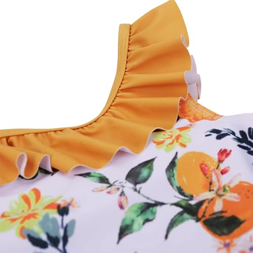 LIZENS Girls' Swimwear One Shoulder Ruffle One Piece Beach Bathing Suit for Girls Fruit Floral Toddler Kids Swimsuit3