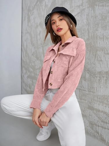 Image of SMOWKLY Womens Casual Cropped Full Sleeve Button Down Korean Style Jacket