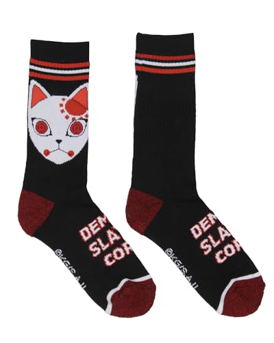 Bioworld Demon Slayer Crew Socks, Demon Slayer Manga Tanjiro And Nezuko Socks, Anime Performance Cushioned Athletic Crew Socks For Men Women 3 Pairs3