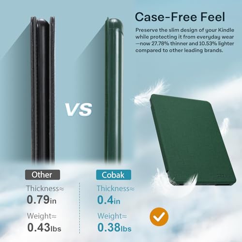 Image of CoBak Lightweight Stand Case for 7 inch Kindle Paperwhite 12th Gen 2024 and Kindle Colorsoft with Right Hand Strap - Compatible with iPhone MagSafe, for Samsung /Belkin /Anker Wireless Charging Pads
