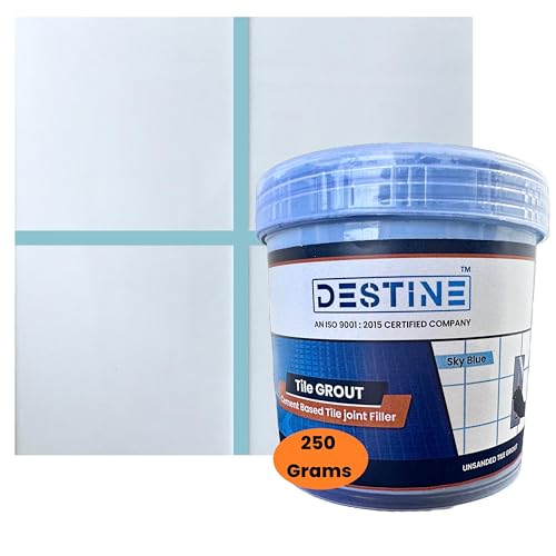 Image of DESTINE READY-TO-MIX inchTILE GROUT inch (16 COLOURS) (ALL PACKS: 100 Gm,250 Gm,400 Gm,800 Gm,1 Kg), Waterproof, Cement Based Tile Joint Filler, Crack Filler, Tiles Gap Filler (250 Gm, Sky Blue)