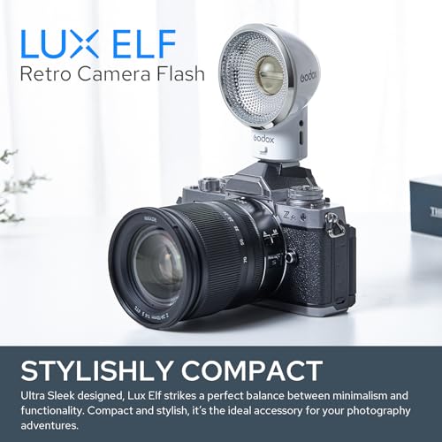 Ficha técnica Godox Lux Elf Retro Cámara Flash Incorporado Batería de Litio Type-c Puerto GN6 CCT 6000K±200K 400 Destellos a Plena Potencia con S1 S2 Control Optico para Canon Nikon Sony Fuji Olympus Pentax - Fernando Cortés