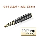 MobilePal ProofFit 1.7-Inch Headset Audio Jack Extender for iPhone and Android with Gold Plated 4-Pole 3.5mm Connectors (Titanium Gray)