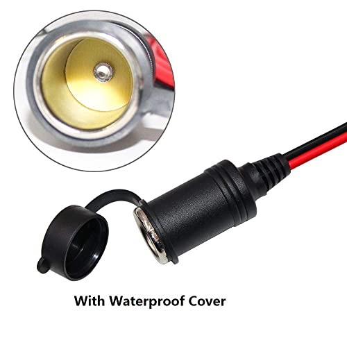 Image of Cigarette Lighter Socket with Battery Alligator Clip - 3FT 12v Car Cigarette Female Socket to Alligator Clamp Battery Charger Extension Cord,Automotive Battery Clip-On Extension Cable with 15A Fuse