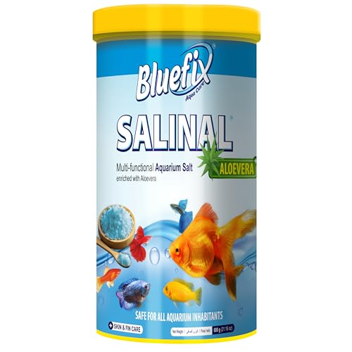 Image of Bluefix Salinal Aquarium Salt - 600 g | Imported & Medicated Multi-Functional Salt with Aloevera Extract | Boosts Immunity, Reduces Stress, Promotes Healing & Maintains Clear Aquarium Water